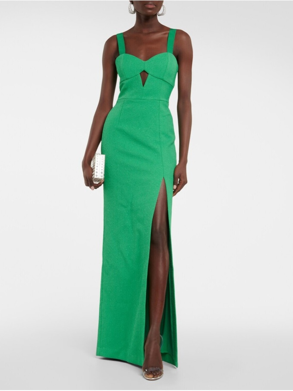 Rebecca Vallance Emerald Green Cutout Maxi Dress with Thigh Slit
